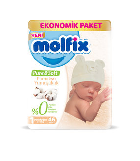 Molfix Pure&Soft Bebek Bezi Yenidoğan 46'lı Eko Paket