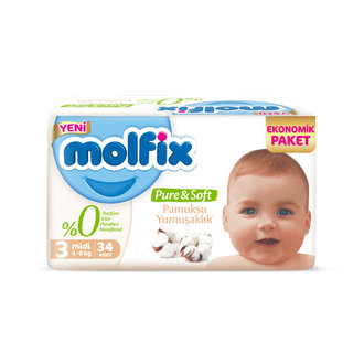 Molfix Pure&Soft Bebek Bezi Midi 34'lü Eko Paket
