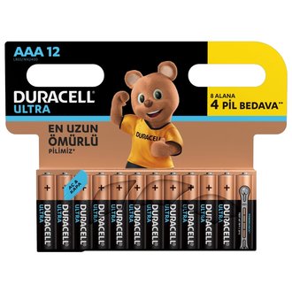 Duracell Ultra Alkalin AAA Piller 12’Li Paket
